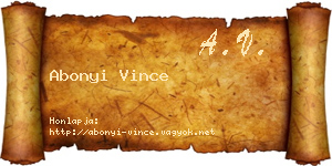 Abonyi Vince névjegykártya